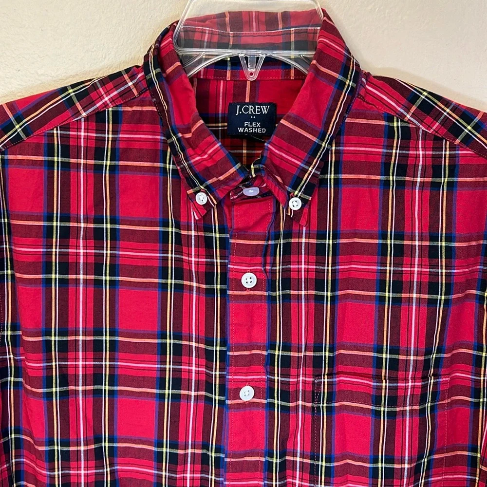 J. Crew Red Plaid Long Sleeve Button Down Shirt Size M
